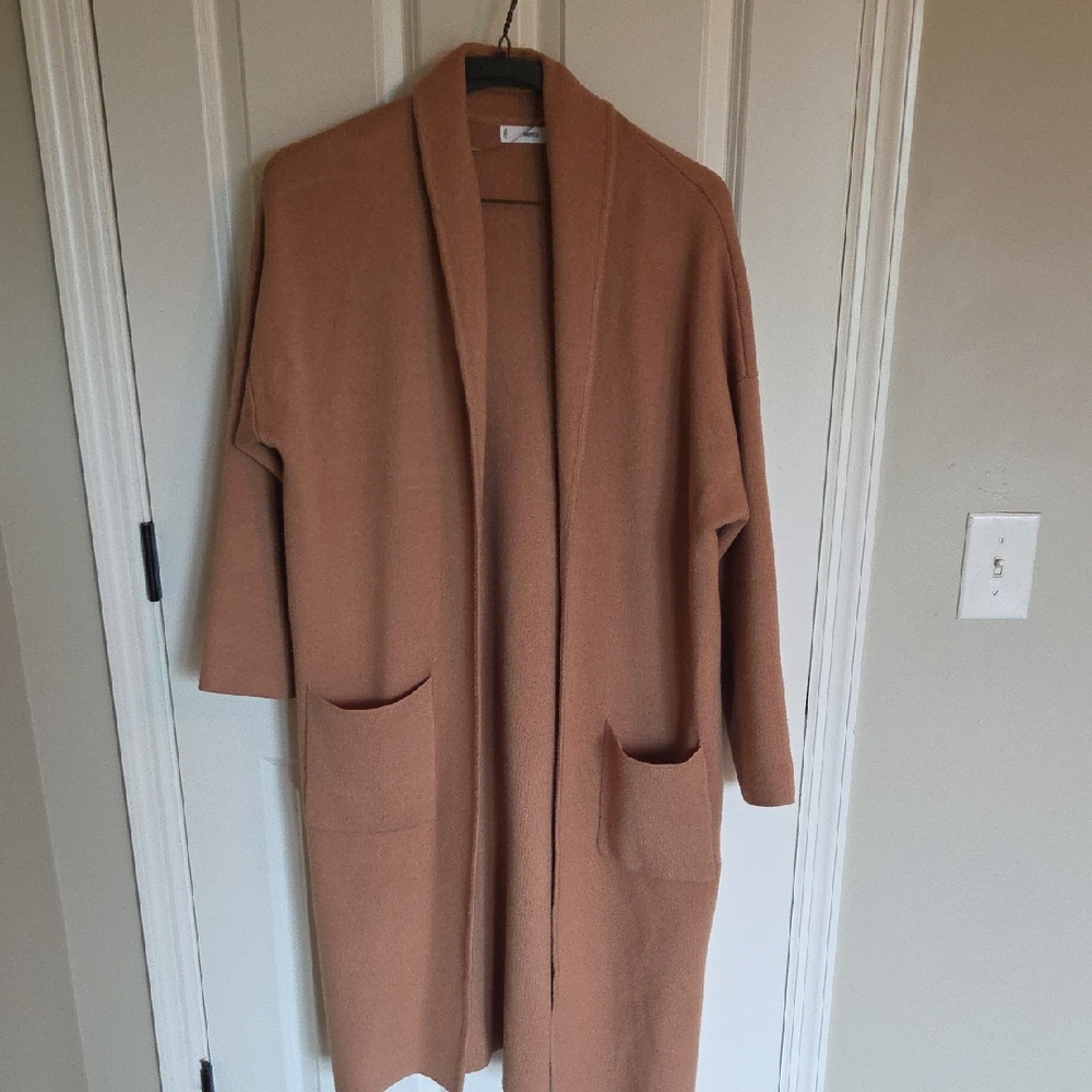 Mango Women's Brown Open Front Cardigan, Size Medium